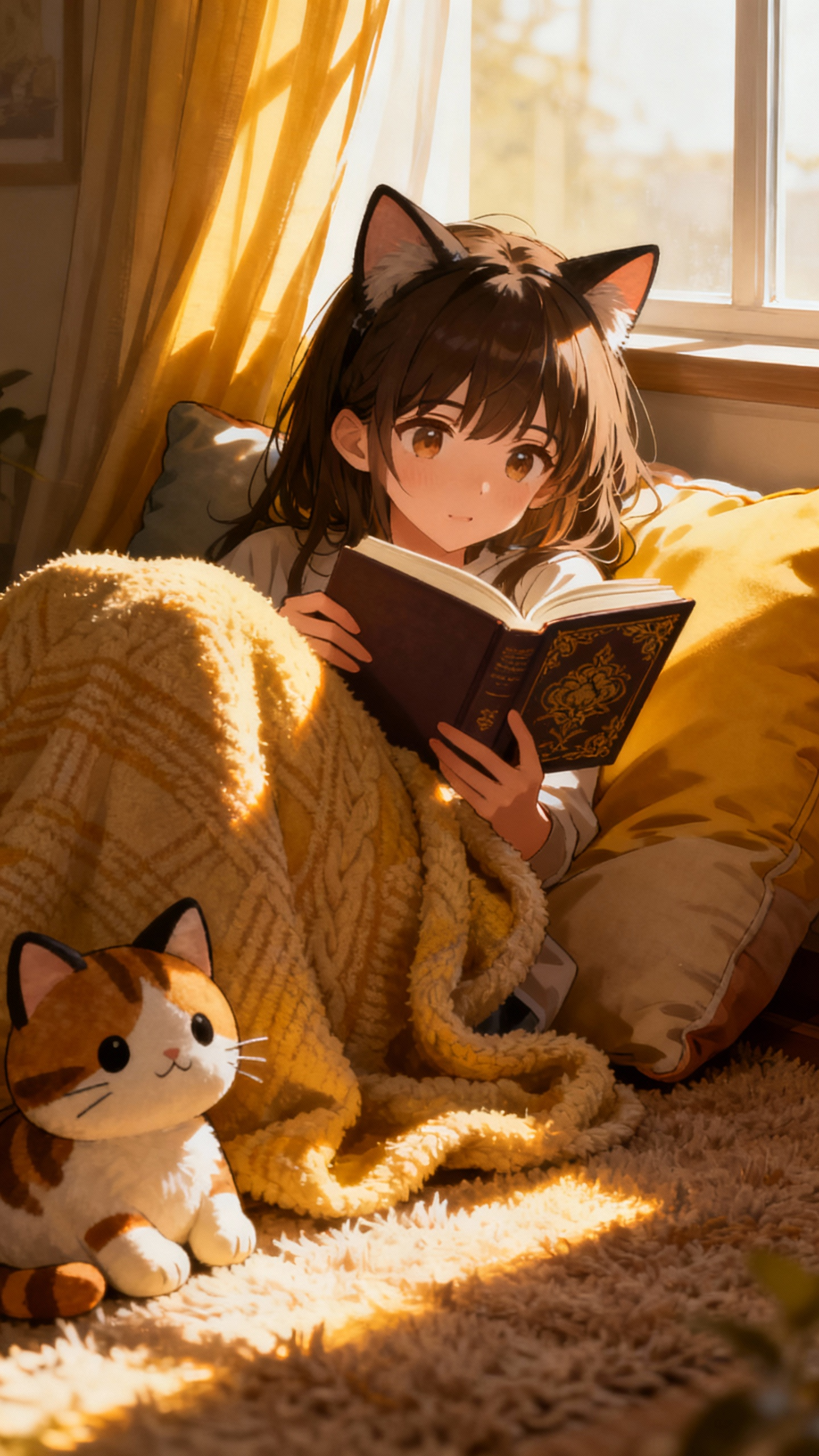 【手机壁纸】动漫风治愈系宅家少女壁纸