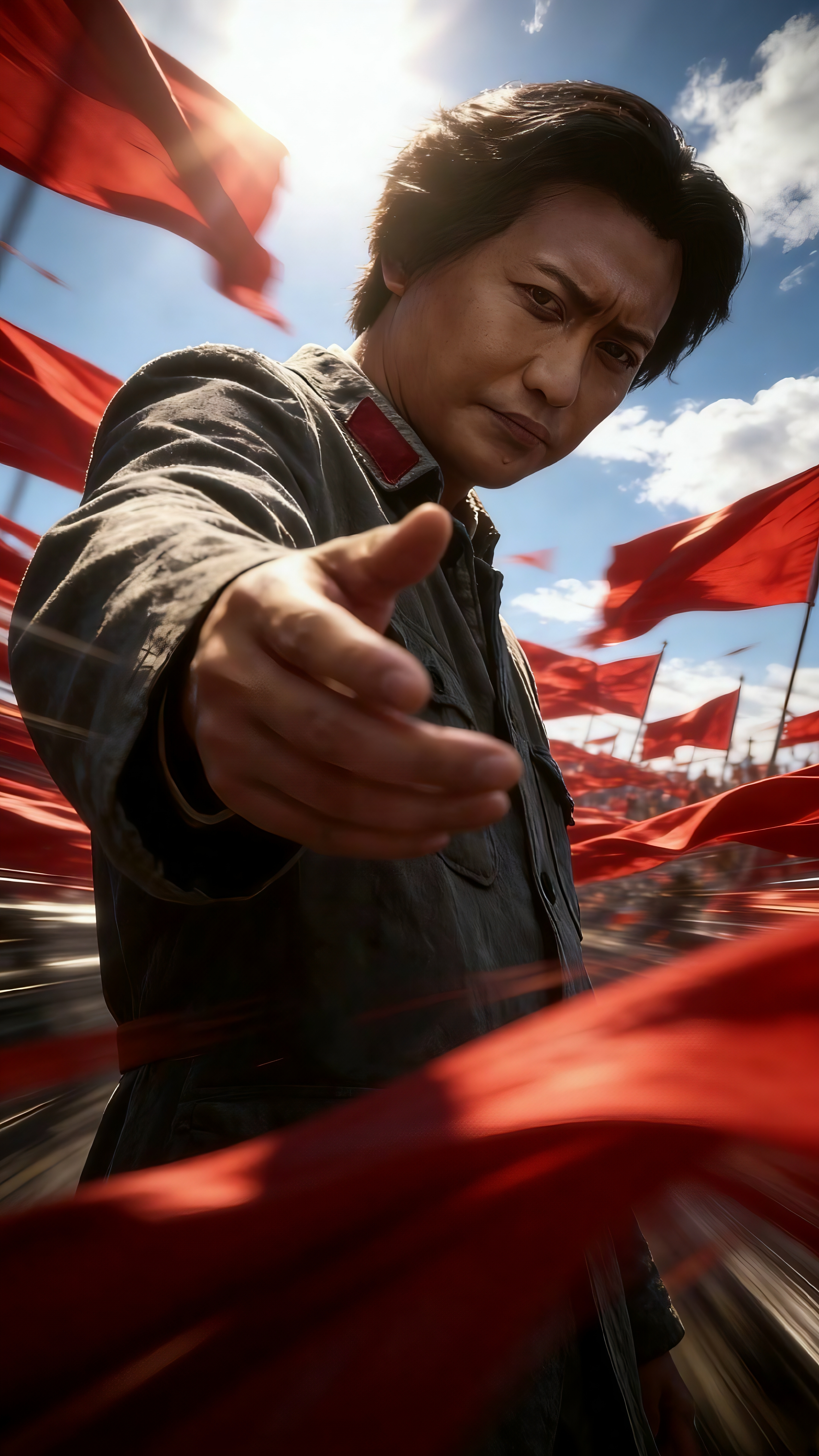 【手机壁纸】伟人伸手红旗飘扬场景手机壁纸