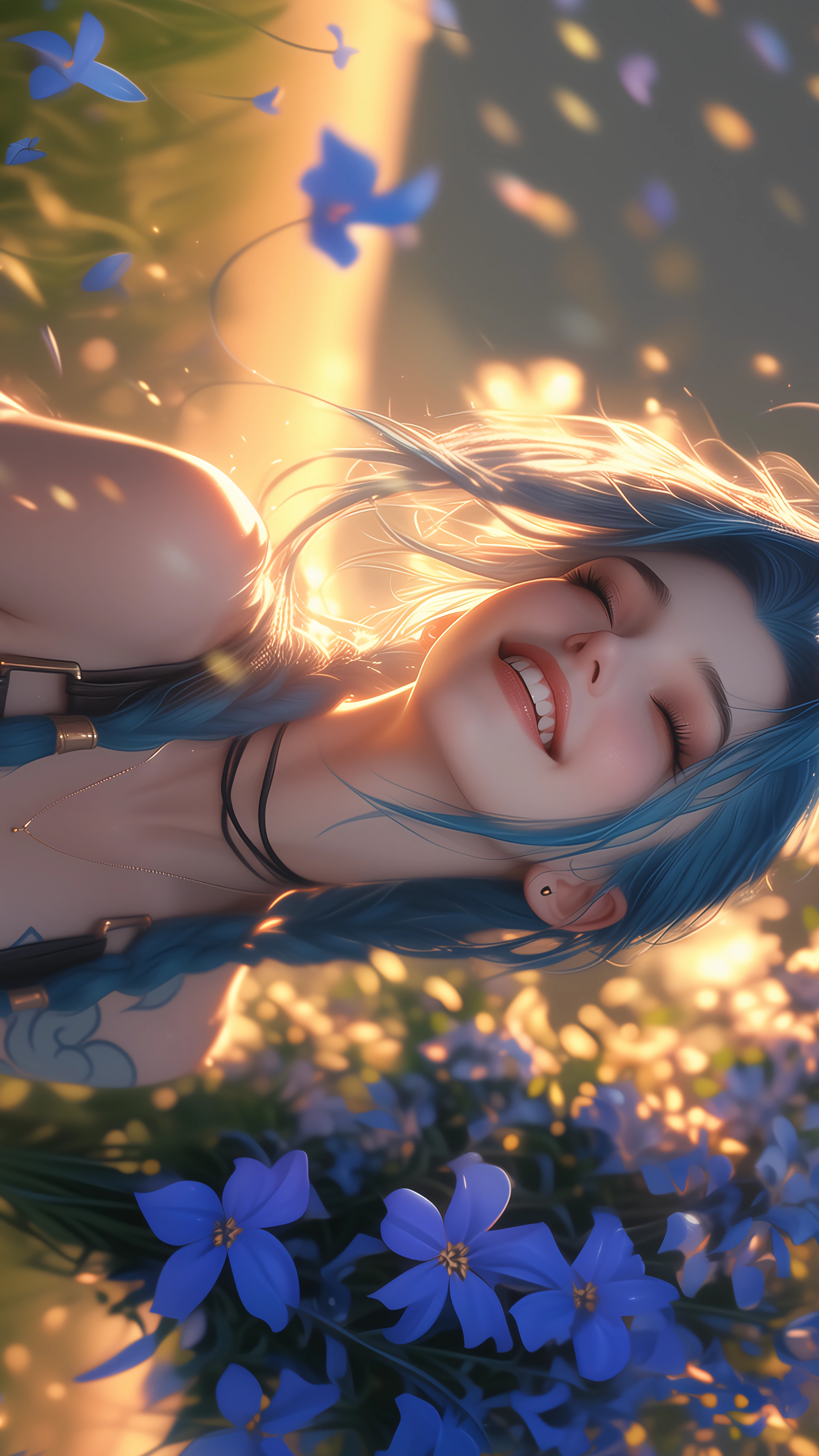 金克丝 微笑 可爱 甜美 闭眼 午后 4k壁纸