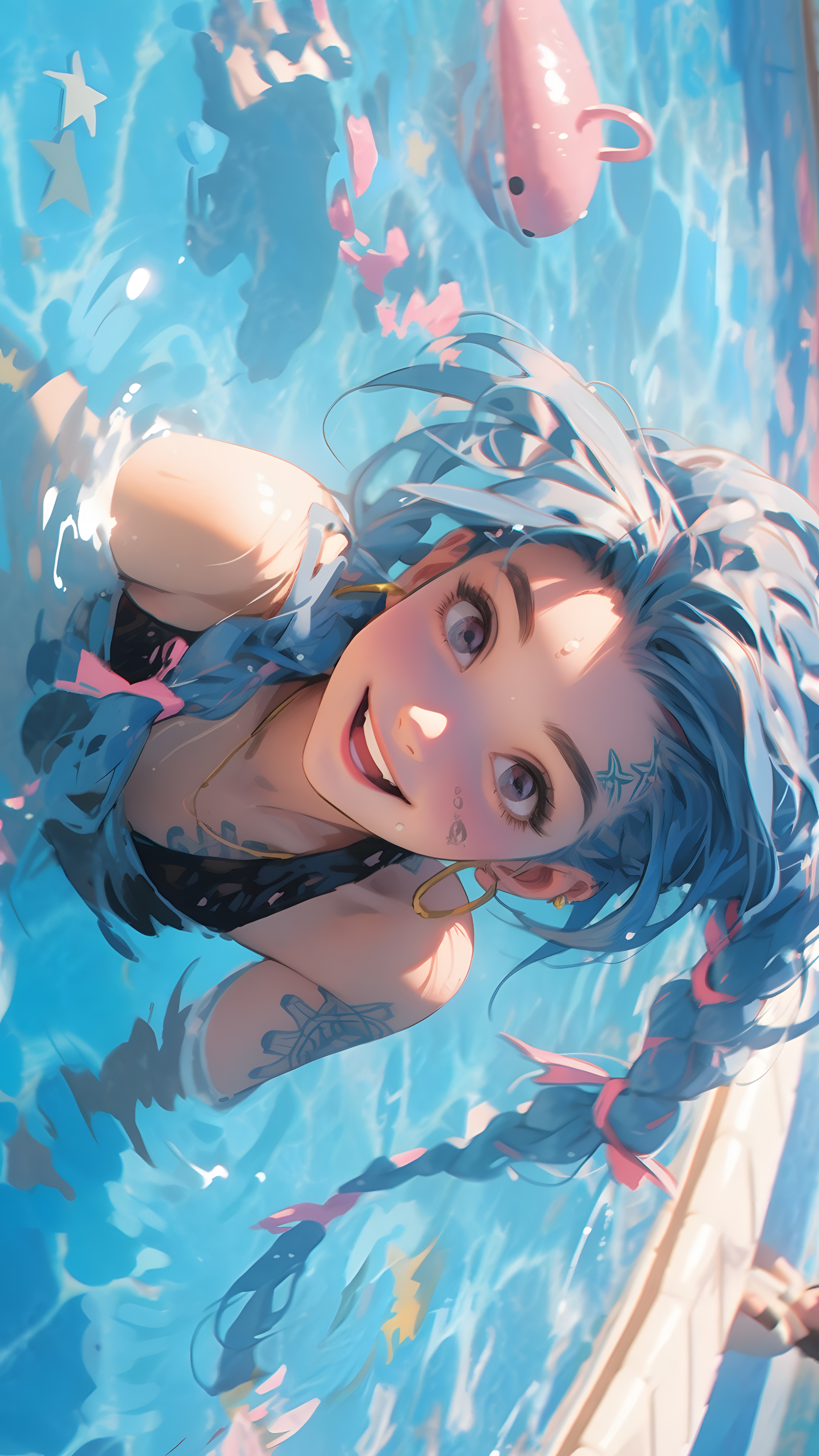 金克丝 泳池派对 4K壁纸