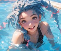 金克丝 泳池派对 4K壁纸