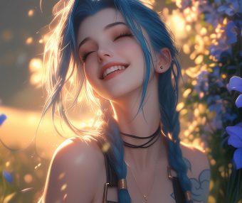 金克丝 微笑 可爱 甜美 闭眼 午后 4k壁纸